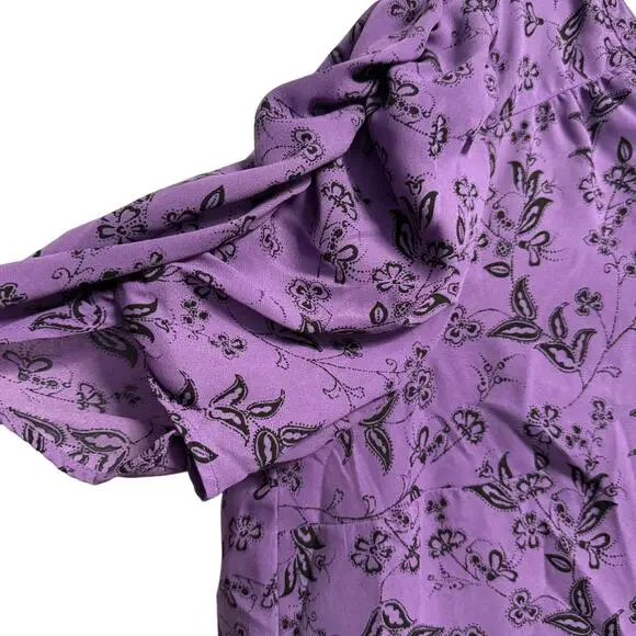 Torrid Harper Georgette Ruched Short Sleeve Blouse Purple Floral Size 2 - Picture 4 of 8